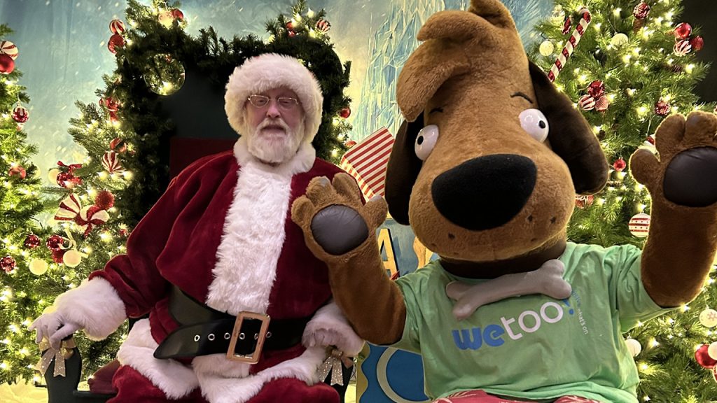 Santa with Dodgem the Dog withi the Grotto at Codona's